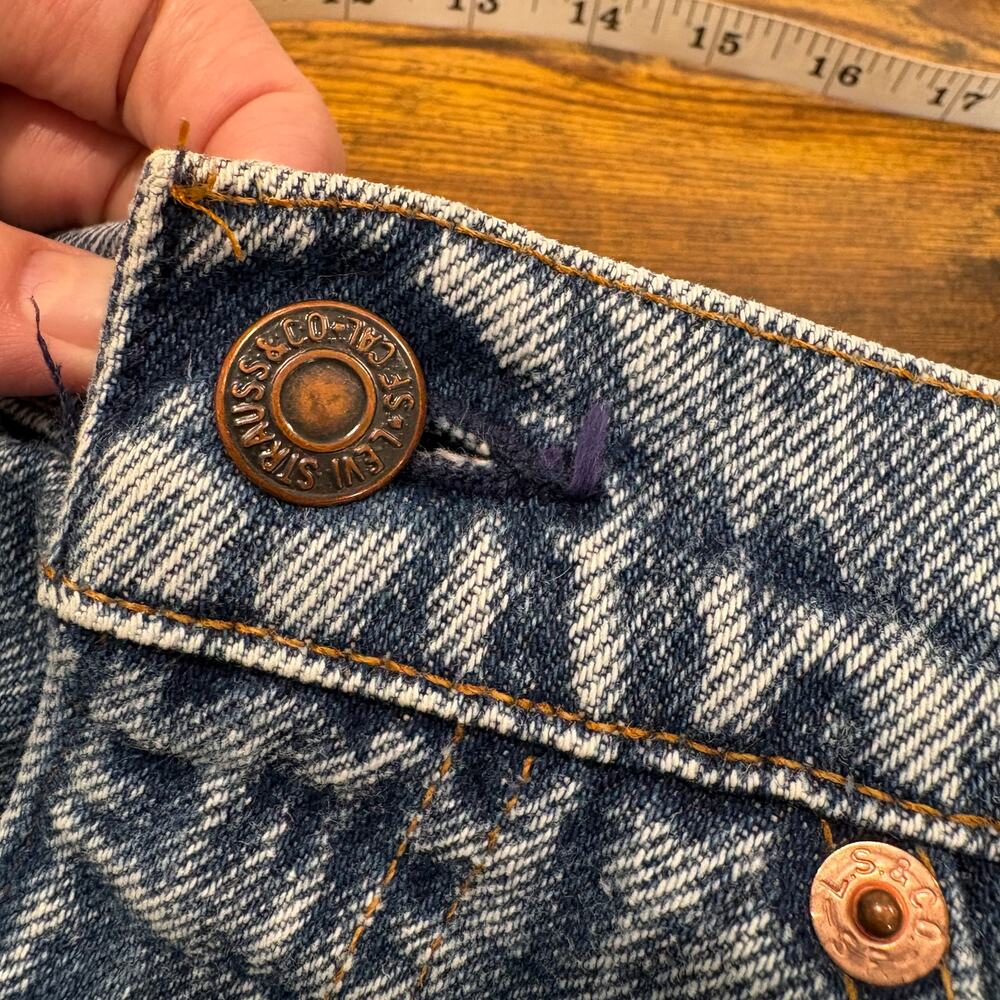 Levis Mens 28x32 505 Student Jeans Blue Acid Wash Vintage 90s Made in USA - Picture 12 of 16